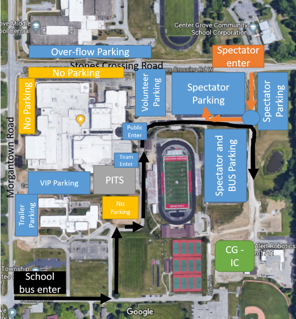 center grove parking map FIRST Indiana Robotics