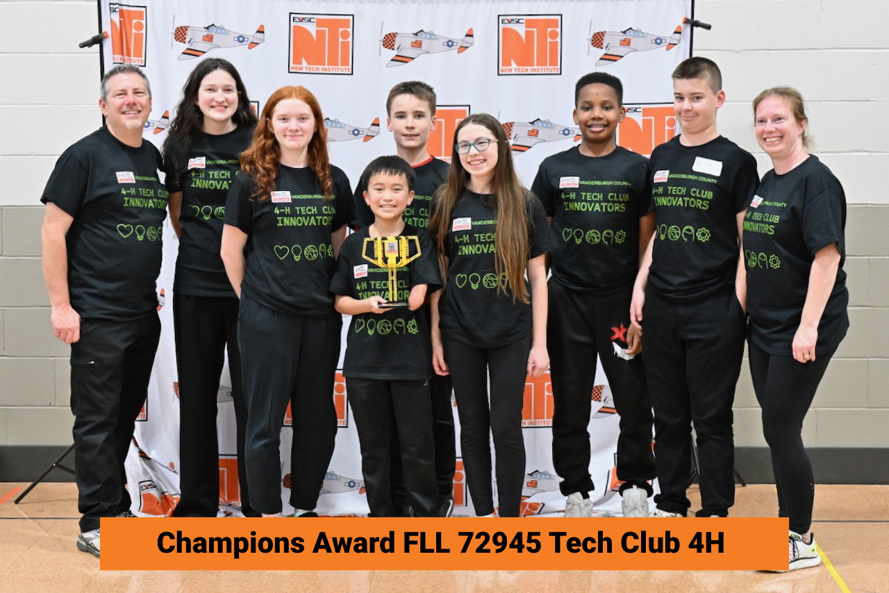 Champions Award New Tech FLL QT 72945 Tech Club 4H
