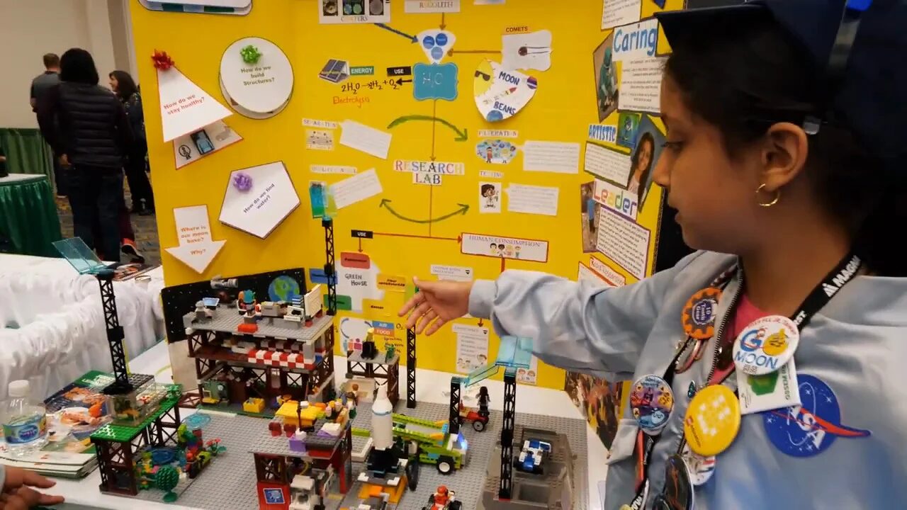 Girl presenting her project